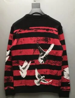 Red And Black Striped Dove Sweatshirt | Seonghwa - ATEEZ -Amped Apparel Seonghwa ATEEZ Red And Black Striped Dove Sweatshirt 12