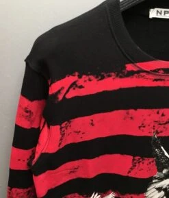 Red And Black Striped Dove Sweatshirt | Seonghwa - ATEEZ -Amped Apparel Seonghwa ATEEZ Red And Black Striped Dove Sweatshirt 16 600x701 1