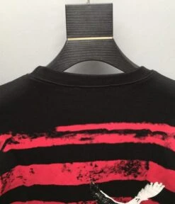 Red And Black Striped Dove Sweatshirt | Seonghwa - ATEEZ -Amped Apparel Seonghwa ATEEZ Red And Black Striped Dove Sweatshirt 17 600x699 1