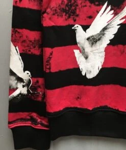 Red And Black Striped Dove Sweatshirt | Seonghwa - ATEEZ -Amped Apparel Seonghwa ATEEZ Red And Black Striped Dove Sweatshirt 21 600x716 1