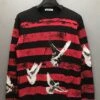 Red And Black Striped Dove Sweatshirt | Seonghwa - ATEEZ