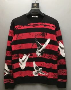 Red And Black Striped Dove Sweatshirt | Seonghwa - ATEEZ