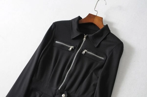 Black Motorcycle Buttoned Belt Jumpsuit | Seulgi - Red Velvet 8 Black Motorcycle Buttoned Belt Jumpsuit | Seulgi - Red Velvet - Image 6