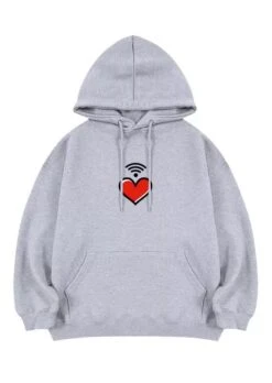 Grey Heart Printed Hoodie | Seungmin - Stray Kids