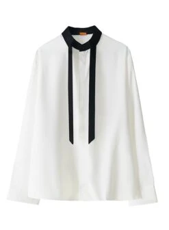 White Tie Collar Long Sleeve Shirt | Seungmin - Stray Kids -Amped Apparel Seungmin Stray Kids White Tie Collar Long Sleeve Shirt 10