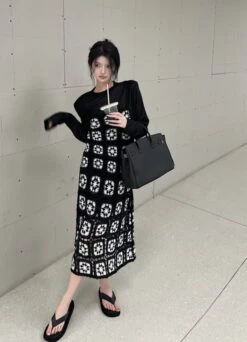 Black Crochet Dress | Shuhua - (G)I-DLE -Amped Apparel Shuhua GI DLE Black Crochet Dress 10 600x831 1