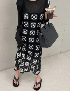 Black Crochet Dress | Shuhua - (G)I-DLE -Amped Apparel Shuhua GI DLE Black Crochet Dress 13 600x779 1