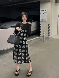 Black Crochet Dress | Shuhua - (G)I-DLE -Amped Apparel Shuhua GI DLE Black Crochet Dress 14 600x786 1