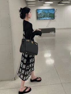 Black Crochet Dress | Shuhua - (G)I-DLE -Amped Apparel Shuhua GI DLE Black Crochet Dress 5