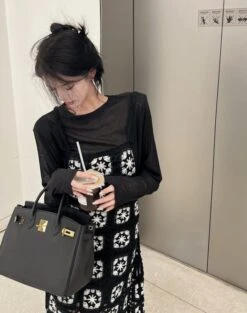 Black Crochet Dress | Shuhua - (G)I-DLE -Amped Apparel Shuhua GI DLE Black Crochet Dress 6 600x761 1