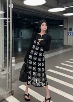 Black Crochet Dress | Shuhua - (G)I-DLE -Amped Apparel Shuhua GI DLE Black Crochet Dress 7 600x833 1