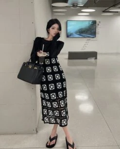 Black Crochet Dress | Shuhua - (G)I-DLE -Amped Apparel Shuhua GI DLE Black Crochet Dress 9 600x746 1