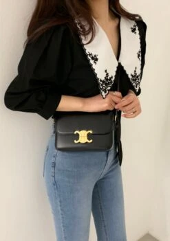 Black Floral Embroidered Collar Blouse | Solar - Mamamoo -Amped Apparel Solar Mamamoo Black Floral Embroidered Collar Blouse 3