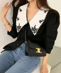 Black Floral Embroidered Collar Blouse | Solar - Mamamoo -Amped Apparel Solar Mamamoo Black Floral Embroidered Collar Blouse 6 600x721 1
