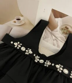 Black Rhinestone Embellished Mini Dress | Somi -Amped Apparel Somi Black Rhinestone Embellished Mini Dress 5 600x691 1