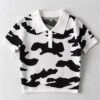 Black And White Cow Pattern Polo Shirt | Soyeon - (G)I-DLE -Amped Apparel Soyeon GI DLE Black And White Cow Pattern Polo Shirt 2