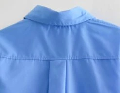 Blue Cropped Button-Up Shirt | SuA - Dreamcatcher -Amped Apparel Sua Dreamcatcher Blue Cropped Button Up Shirt 3 600x463 1