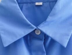 Blue Cropped Button-Up Shirt | SuA - Dreamcatcher -Amped Apparel Sua Dreamcatcher Blue Cropped Button Up Shirt 8 600x460 1