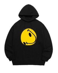 Black Distorted Smiley Face Hoodie | Suga - BTS