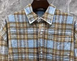 Blue Plaid Raw Hem Shirt | Suga - BTS -Amped Apparel Suga BTS Blue Plaid Raw Hem Shirt 4 600x478 1