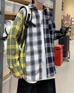 Multicolored Triple Plaid Pattern Shirt | Suga - BTS -Amped Apparel Suga BTS Three Colored Shirt 1