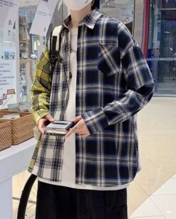 Multicolored Triple Plaid Pattern Shirt | Suga - BTS -Amped Apparel Suga BTS Three Colored Shirt 3