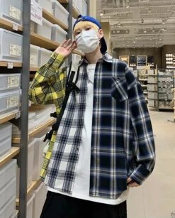 Multicolored Triple Plaid Pattern Shirt | Suga - BTS -Amped Apparel Suga BTS Three Colored Shirt 5