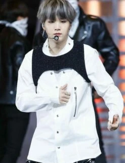White Snap Button Shirt | Suga - BTS -Amped Apparel Suga BTS White Snap Button Shirt 1 e1682097057468 600x782 1