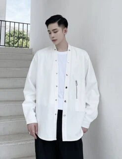 White Snap Button Shirt | Suga - BTS -Amped Apparel Suga BTS White Snap Button Shirt 4