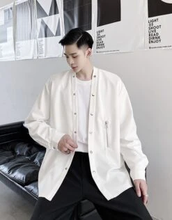 White Snap Button Shirt | Suga - BTS -Amped Apparel Suga BTS White Snap Button Shirt 8