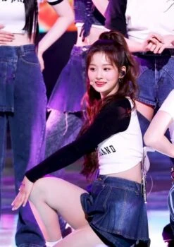 Blue Denim Layered Skorts | Sullyoon - NMIXX -Amped Apparel Sullyoon Blue Denim Layered Skorts Inspiration 1 600x850 1