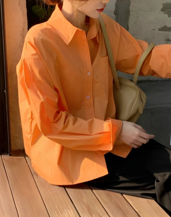 Orange Button-Up Single Pocket Shirt | Sunghoon - Enhypen 7 Orange Button-Up Single Pocket Shirt | Sunghoon - Enhypen - Image 5