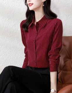 Red Stripe Collared Shirt | Taehyung - BTS -Amped Apparel Taehyung BTS Red Stripe Collared Shirt 3 600x773 1