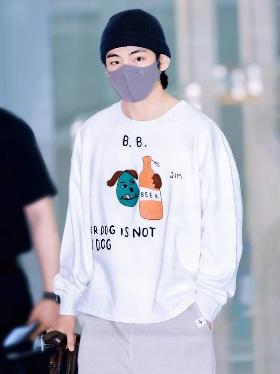 White Dog And Beer Printed Sweatshirt | Taehyung - BTS 7 White Dog And Beer Printed Sweatshirt | Taehyung - BTS - Image 5