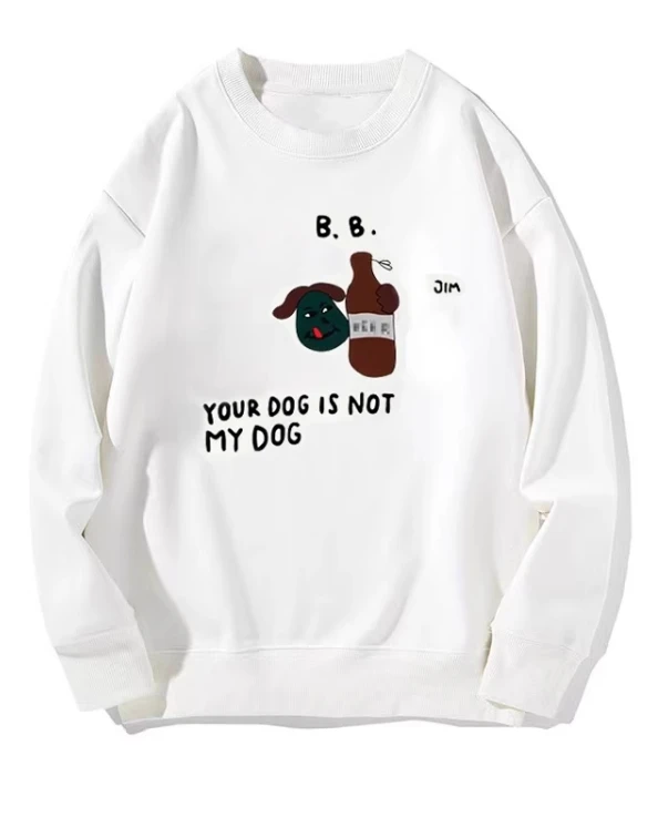 White Dog And Beer Printed Sweatshirt | Taehyung - BTS 3 White Dog And Beer Printed Sweatshirt | Taehyung - BTS