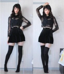 Black Top With Lace And Skirt Set | Jennie - Blackpink 9 Black Top With Lace And Skirt Set | Jennie - Blackpink -Amped Apparel Top With Lace and Skirt Set Worn By Mikan Mandarin 600x694 1