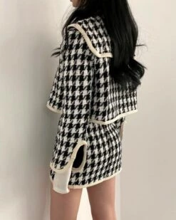 White And Black Tweed Mini Skirt | Miyeon - (G)-IDLE -Amped Apparel White And Black Tweed Mini Skirt Miyeon G IDLE 3 600x750 1