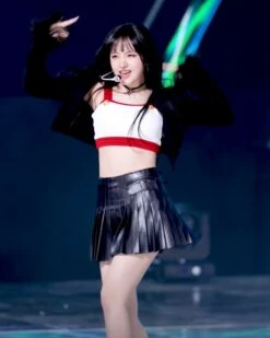 White And Red Cropped Top With Gold Buttons | Liz - IVE -Amped Apparel White And Red Cropped Top With Gold Buttons Liz IVE inspi 1