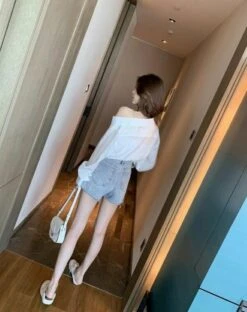 White Asymmetrical Off Shoulder Blouse | Nayeon - Twice -Amped Apparel White Asymmetrical Off Shoulder Blouse Nayeon Twice 10 600x757 1