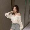 White Asymmetrical Off Shoulder Blouse | Nayeon - Twice 2 White Asymmetrical Off Shoulder Blouse | Nayeon - Twice -Amped Apparel White Asymmetrical Off Shoulder Blouse Nayeon Twice 9 600x798 1