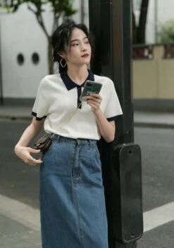 White Collared Polo Shirt | Chenle - NCT -Amped Apparel White Collared Polo Shirt Chenle NCT 12 600x854 1