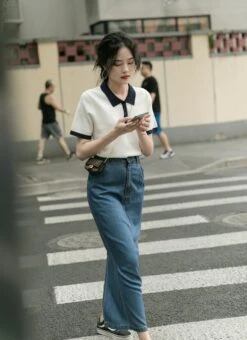 White Collared Polo Shirt | Chenle - NCT -Amped Apparel White Collared Polo Shirt Chenle NCT 4 600x825 1