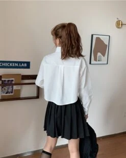 White Crop Shirt | Yuna - ITZY 39 White Crop Shirt | Yuna - ITZY -Amped Apparel White Crop Shirt Yuna ITZY 2