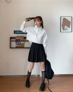 White Crop Shirt | Yuna - ITZY 29 White Crop Shirt | Yuna - ITZY -Amped Apparel White Crop Shirt Yuna ITZY 4