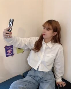 White Crop Shirt | Yuna - ITZY 24 White Crop Shirt | Yuna - ITZY -Amped Apparel White Crop Shirt Yuna ITZY 7