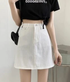 White Denim Mini Skirt | Danielle - NewJeans -Amped Apparel White Denim Mini Skirt Danielle NewJeans 5 600x700 1