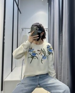 White Flower Embroidered Knitted Sweater | Eunwoo - Astro -Amped Apparel White Flower Embroidered Knitted Sweater Eunwoo Astro 10