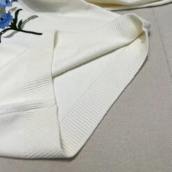 White Flower Embroidered Knitted Sweater | Eunwoo - Astro -Amped Apparel White Flower Embroidered Knitted Sweater Eunwoo Astro 3 600x600 1