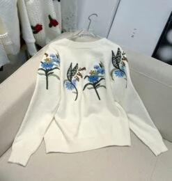 White Flower Embroidered Knitted Sweater | Eunwoo - Astro -Amped Apparel White Flower Embroidered Knitted Sweater Eunwoo Astro 8 600x631 1