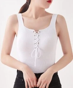 White Lace-Up Sleeveless Top | Hwasa - Mamamoo -Amped Apparel White Lace Up Sleeveless Top Hwasa Mamamoo 2 600x729 1